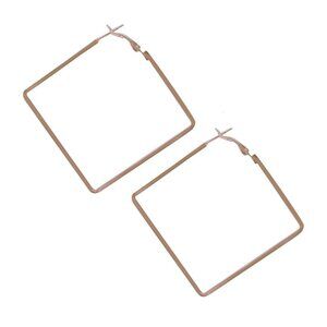 Minimalist Square Stainless Steel Hoop Earrings - Gold